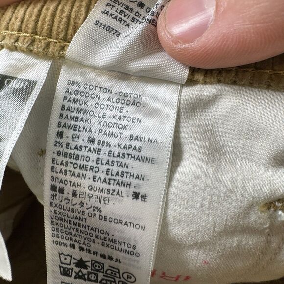 Levi's Pants Womens 29x30 Brown 314 Shaping Straight Corduroy NWT - Picture 11 of 12